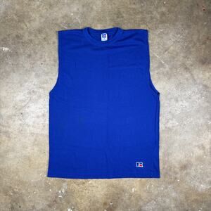 Vintage Russell Athletic Sleeveless Mesh Muscle Shirt Men’s Medium Blue 90s